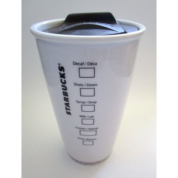 Starbucks Green Mermaid Logo Ceramic White coffee/tea mug & lid - 12 fl.oz 2011 - Picture 4 of 12